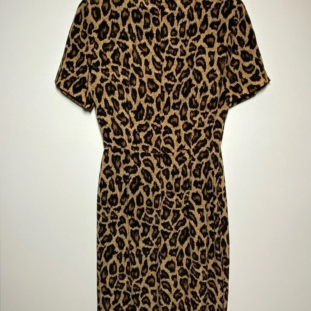 Vintage Silk Dress Size 4 NWT PATRICK COLLECTION Leopard Print Tailored - Picture 4 of 7